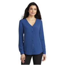 Ladies' Long Sleeve Button-Front Blouse (LW700)